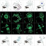 Luminous Face Gems, 8Sets Noctilucent Face Jewels Stick on Eyes Body Rave Festival Makeup Glow In Dark-Rhinestones Jewelry Temporary Tattoos Stickers Halloween Costumes and Parties Accessories