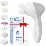 Facial Cleansing Brush Face Scrubber: Electric Exfoliating Spin Cleanser Device Waterproof Deep Cleaning Exfoliation Rotating Spa Machine - Electronic Acne Skin Washer Spinning System Set
