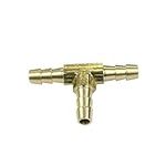 3 Pcs Brass Hose Barb Tee Fitting,T Barbed Hose Fittings, 5/16" x 5/16" x 5/16"