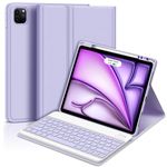 GOKOCO Keyboard Case for 2024 iPad Air 13inch(M2)&iPad Pro 12.9inch 3rd/4th/5th/6th Gen Cover with Colorful Magnetically Wireless Bluetooth Keyboard for iPad Air6 Give Full Protection with iPad-Purple