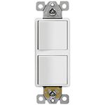 ENERLITES Double Paddle Rocker Decorator Switch, Clamp-Type Back Insert Wiring, Copper Wires Only, Single Pole, Residential/Commercial Grade, 15A 120-277VAC, 62834-W-N, White (New Model)