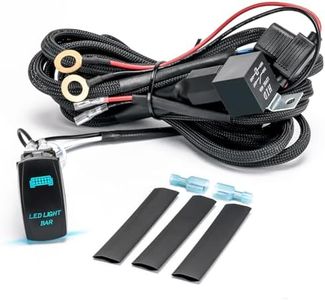 YCHOW-TECH LED Light Bar Wiring Harness 1 Lead 16AWG Nylon Kit for Fog Lights, LED Light Bars, Pods - 12V 40A Relay Fuse On/Off 5 Pin Rocker Switch Wire Harness for Offroad Trucks, UTVs, ATVs, Boats
