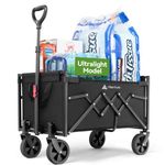 Hikenture Wagon Cart Foldable, Ultra-Compact Utility Folding Wagon, Heavy Duty Grocery Cart with All-Terrain Wheels, Portable Collapsible Wagon for Garden, Beach, Shopping, Camping, Sports