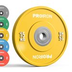 PROIRON Olympic Bumper Plates, 2" Solid Rubber Weight Plates for Barbell Strength Training and Weight Lifting, 5kg 10kg 15kg 20kg 25kg, Single or Pair