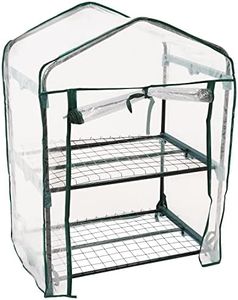 Sunnydaze Outdoor Portable 2-Tier Mini Greenhouse with Roll-up Zippered Door and Steel Wire Shelves - Clear