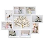 Hello Laura - 8 Photo Collage Frame for Wall 4x6 Picture Frame Collage with Tree Decor Collage Picture Frames for Wall Family Photo Frames for Home Living Room - White