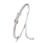 Praelinos Infinity Love Bracelet for Women White/Rose Gold Plated Bangle Silver Tone Jewelry 5A Cubic Zirconia Bracelets for Christmas Mother's Day Valentine's Day Birthday Gifts for Mom Wife Girlfriend Sister Girls Her