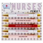 Luwrevc Nurses Funny Pens, 5 PCS Nurse Pen Set, Motivational Nursing Pens, Nurse Doctor Pen Set, Daily Ballpoint Pen with Black Ink, Pens with Inspirational Quotes for Coworker Gifts Office Supplies