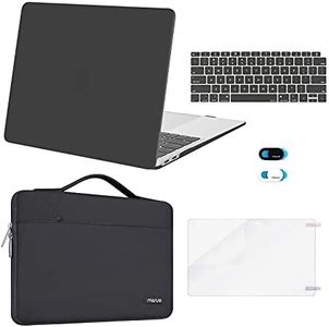 MOSISO Compatible with MacBook Air 13 inch Case 2022 2021 2020 2019 2018 Release A2337 M1 A2179 A1932 Retina Display, Plastic Hard Shell&Bag&Keyboard Skin&Webcam Cover&Screen Protector, Space Gray