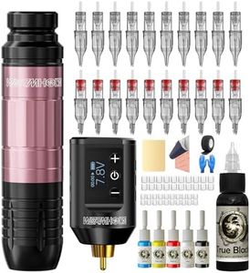 Wormhole Tattoo Gun Kit, Wireless Tattoo Machine Kit Complete Tattoo Practice Kit Rechargeable Cordless Tattoo Power Supply Portable 1500mAh with LED Digital Display for Tattooist WTK260