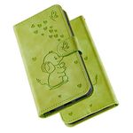 Tiyoo Embossed Love Heart Phone case Elephant Butterfly Pattern Folding Stand PU Leather Wallet Flip Cover Protective Case with Card Slots, Magnetic Closure