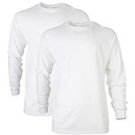 GILDAN Men's Ultra Cotton Adult Long Sleeve T-shirt, 2-pack T Shirt, White, M UK