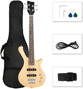 Ktaxon 4 String Electric Bass Guitar, 36-inch Bass Guitar Kit with Split single-coil Pickup, Rosewood Fretboard, Mahogany Body for Kids, Boy and Girl(Natural)