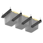 WALMANN Overhead Tote Storage Rail System, Garage 16" Joists Ceiling Bin Storage Rack Heavy Duty Adjustable Tote Slide Garage Storage System(for 3 Bins, Bins are not included)