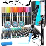 Hual Acrylic Paint Markers Paint Pens 36 Colors,Premium Medium Tip Acrylic Paint Pens for Rock Painting,Ceramic, Glass, Wood, Fabric, Metal, Plastic, DIY Making Art Supplies,Quick Dry and Non-Toxic