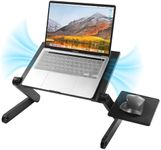 Adjustable Lap Desk Lap Stand, Portable Laptop Desk Ergonomic Table Stand with 2 Cooling Fans, Detachable Mouse Pad, TV Bed Lap Tray, Aluminum Standing Desk Laptop Holder Desk for Office, Bed and Sofa