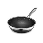 HexClad Hybrid Nonstick Wok, 25 cm, Stay-Cool Handle, Dishwasher Safe, Induction Ready, Compatible with All Cooktops