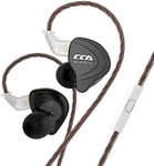 CCA C10 Wired Earbuds in-Ear Headphones with Microphone,4BA+1DD 5 Driver in-Ear HiFi Metal Earphones IEMs with Zinc Alloy Faceplate,Detachable Cable for Singer Guitarist Drummer(Matte Black,with Mic)