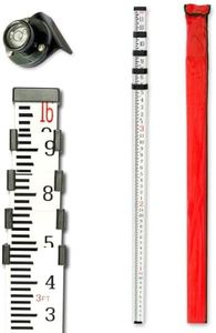 Grade Rod,16-Foot Aluminum Grade Rod - 10ths,Grade Stick,Grade Stick for Laser Level,Survey Rod,Grade Rods,Survey Pole,With Bubble Level, 5-Stage Telescopic,Double-Sided Scale Telescopic Leveling Rod