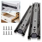 YENUO Full Extension Drawer Runners 250 300 350 400 450 500 550 600mm Ball Bearing Metal Black Slides Rails Track Guide Glides Heavy Duty 45kg 1 Pair (Basic -1 Pair, 16 inch(400mm))