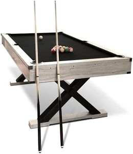GarveeLife 7 FT Pool Table, Billiard Table with 2 Cue Sticks, Billiard Balls, Cues, Cleaning Brush, X-Legs, Black Cloth, Rustic Grey, 84" L x 46.5" W x 32.7" H