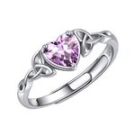 ChicSilver Heart Birthstone Rings for June Women Sterling Silver Celtic Knot Ring with Simulated Gemstone Jewelry