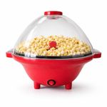 VINSU Hot Air Popcorn Maker Machine 500W Electric Popcorn Popper 5L Large Capacity Oil Free Popcorn Machine with Transparent Dome Lid Cyclonic Air Flow Technology One Button Operation for Home Kitchen