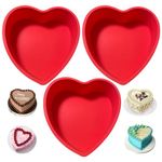 Silicone Heart Shaped Cake Pan, 3pcs 8 Inch Heart Baking Pan, Cake Molds Non-Stick Quick Release Suitable for Cheesecake Chocolate Cake Brownie Cake Puddings