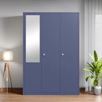 Interio by Godrej Almirah Etna 3-Door with Mirror Steel Almirah Wardrobe (Textured Phiroja Blue), 1-Year Warranty, 1 Locker and 10 Shelves
