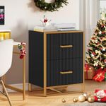 YITAHOME 2 Drawer File Cabinet, Lateral Filing Cabinet for Home Office, Black and Gold