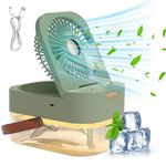 Verilux® 3 in 1 USB Plug Fan & Humidifier with LED Light, 2.5L Dual Spray, Foldable Desk Air Cooler with 3 Speeds, Quiet Design for Office, Bedroom, Travel, Perfect for Indian Climate