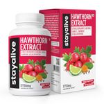 StayAlive Hawthorn Berry Capsules 177300mg 20:1 Hawthorn Powder Extract, w/Citrus Bergamot, Turmeric, Black Pepper, Supports Cardiovascular Heart & Immune System, Hawthorn Supplement 120 Vegan Pills