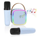 Alversun Karaoke Machine 2 Karaoke Microphones for Kids Adults, Portable Bluetooth Karaoke Machine, Karaoke Speaker with Led, Toys for Girls 3-12 Years Old Birthday, Blue