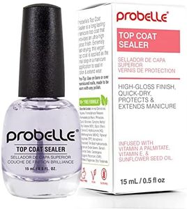 Probelle Top Coat Sealer, Quick Dry Nail Polish Top Coat, High Shine Glossy Nail Finish, Instantly Forms Clear Barrier For Enamel Protection, Fast Dry Manicure, Long Lasting Results, 0.5 fl oz/ 15 mL