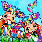 YEESAM ART 5D DIY Diamond Painting Kits for Adults - Colorful Cow Animal Butterfly Flowers 30x30 - Diamond Art Painting Kits Rhinestone Cross Stitch Embroidery for Home Decoration