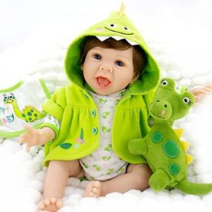 Aori Realistic 22in Reborn Baby Doll in Dino Outfit, Green, 22'' (50324)