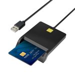 ID Card Reader USB Smart Card Reader for ID SIM Debit Memory Media Cards for Bank and Tax Declarations Compatible with Windows 7/8 / 10 Mac OS Linux Plug and Play with White Box Packaging