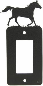 Innovative Fabricators, Inc. Running Horse Single Gang Light Switch, GFCI Power Outlet, Wall Plate (Single Rocker (GFCI), Black)