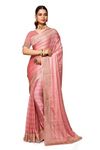 Manu Fashion Era Dusty Peach Zari Resham Embroidered Siroski Stone Border Art Silk Saree Sari With Blouse Piece