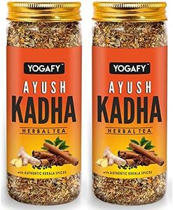 YOGAFY - Ayush Kadha - 200 Gm || Immunity Building|| Best Relief From Cough And Cold, Sore Throat & Congestion - Whole Spices And Tulsi Herbal Tea Leaves | Food Grade Pet Jar Pack | Pack Of 2