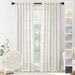 MEETBILY Curtains Panels for Back Tab Semi Sheer, Linen Textured Drapes Rod Pocket, Flax Curtains for Farmhouse/Bedroom/Living Room/Window (2-Pack, 50 x 108 inch, Natural)