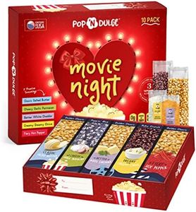 Mothers Day Gifts Movie Night Popcorn Gift Set, Mothers Day Gifts For Wife, 10 Piece Set, 5 Gourmet Popcorn Kernels and 5 Popcorn Seasoning Flavoring, Kosher, Non-GMO Movie Night Gift Baskets Gift Idea For Mom, Wife, Daughter