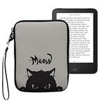 kwmobile Neoprene e-Reader Pouch Size 6" eReader - Universal eBook Sleeve Case with Zipper, Wrist Strap - Grey/Black