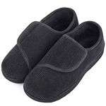 Longbay Men's Fuzzy Warm Memory Foam Moccasin Suede Slippers Slip On Clog House Shoes For Indoor Outdoor (12, Side Seamed Dark Gray)