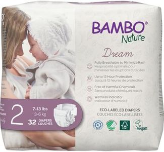 Bambo Nature Hypoallergenic Baby Diapers, Eco-Labelled Sustainable Diapers, Enhanced Leakage Protection, Totally Chlorine-Free, Skin Friendly, and Super Absorbent - Size 2 (32 Count)