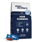 Man Matters Biotin Hair Gummies (30N) | No Added Sugar | With Biotin, DHT Blockers, Vitamin A, C, E, Zinc & Fibre | For Healthy & Strong Hair | Strawberry Flavour | 100% Veg & Gut Friendly