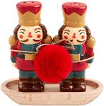 Mud Pie Nutcracker Salt and Pepper Set, shaker 3 1/4" x 3 3/4", Red