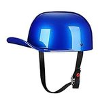 Woljay Vintage Open Face Motorcycle Helmet Retro Baseball Cap Half Helmets Men Women for Scooter Moped Cap Street Cruiser Jet - DOT Certified (X-Large, Blue)