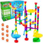 Marble Genius Marble Run - 130 Complete Pieces Maze Track Easter Toys for Adults, Teens, Toddlers & Kids Aged 4-8 Years Old, (80 Translucent Marbulous Pieces + 50 Glass-Marble Set), Starter Set