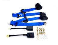 BGGTYRSD 2Pcs Retractable Adjustable 3 Point Safety Seat Belt Straps Car Vehicle Belt Kit Fit Truck Car Bus Go Kart Blue